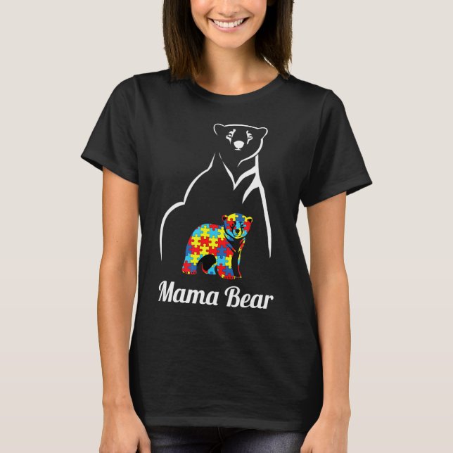 Autism Awareness Mama Bear Mum T-Shirt (Front)