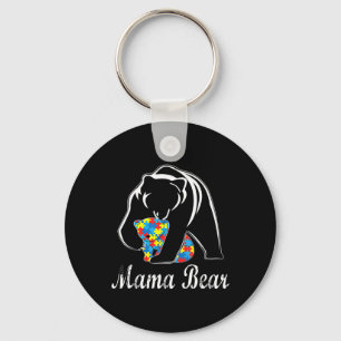 Autism Awareness Mama Bear Support Autistic Adults Key Ring