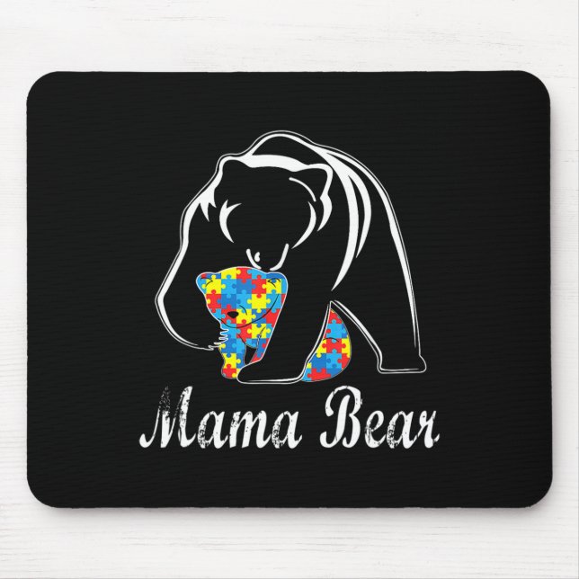 Autism Awareness Mama Bear Support Autistic Adults Mouse Mat (Front)