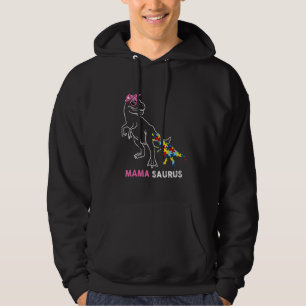 Autism Awareness Mama Saurus Dinosaur Puzzle Match Hoodie