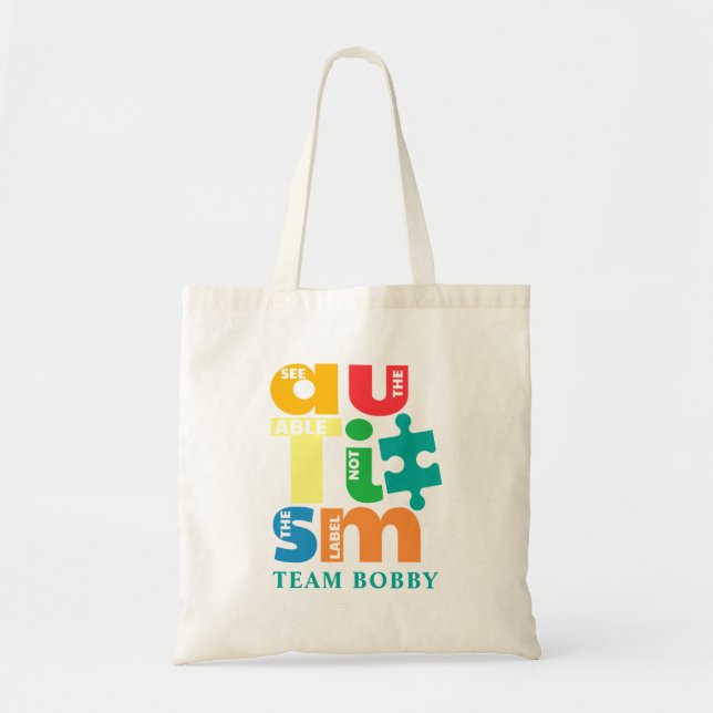 Autism Awareness Matching Family Team Custom Tote Bag (Front)