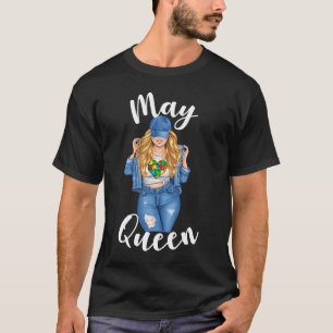 Autism Awareness May Queen Blonde Autism Mum Women T-Shirt