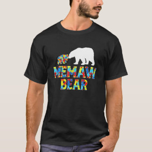 Autism Awareness Memaw Bear Puzzle Support Autisti T-Shirt
