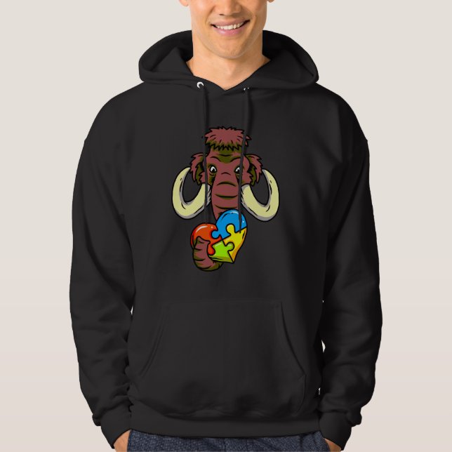 Autism Awareness Men Autism Ribbon Mammoth Autism Hoodie (Front)