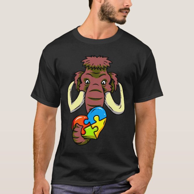 Autism Awareness Men Autism Ribbon Mammoth Autism T-Shirt (Front)