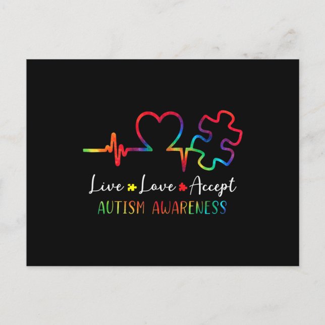 Autism Awareness Men Women Kids Live Love Accept T Postcard (Front)