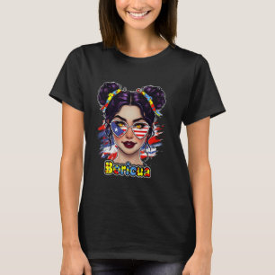 Autism Awareness Messy Bun Boricua Latina Boys Gir T-Shirt