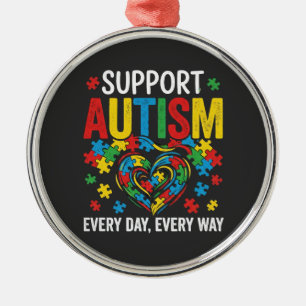 Autism awareness metal tree decoration