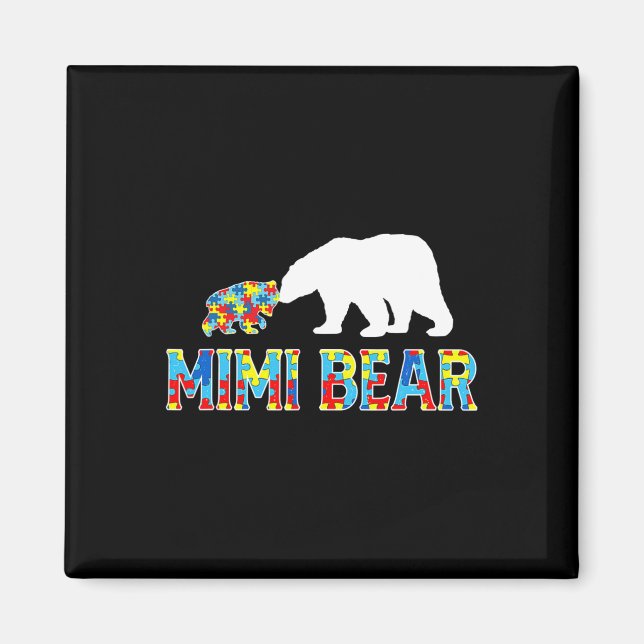 Autism Awareness Mimi Bear Puzzle Support Autistic Magnet (Front)