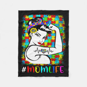 Autism Awareness Mom Life Warrior Autistic Mother Fleece Blanket