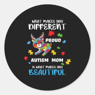 Autism Awareness Mom Proud Mother Autistic Boys Gi Classic Round Sticker