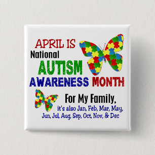 AUTISM AWARENESS MONTH APRIL 15 CM SQUARE BADGE