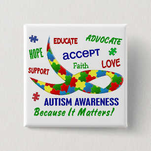 AUTISM AWARENESS MONTH APRIL 15 CM SQUARE BADGE