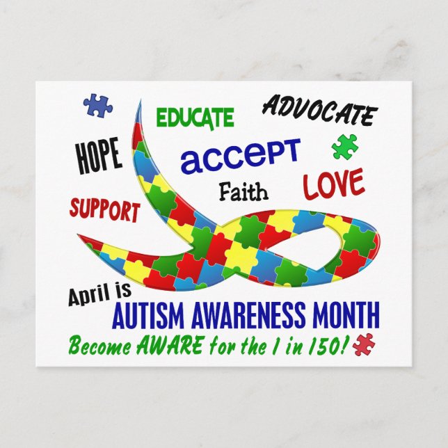 AUTISM AWARENESS MONTH APRIL POSTCARD (Front)