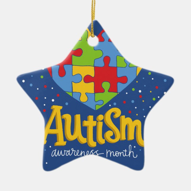 autism awareness month ceramic tree decoration (Front)