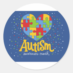 autism awareness month classic round sticker