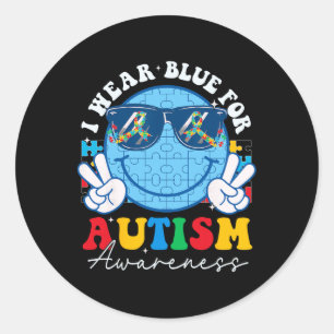 Autism Awareness Month I Wear Blue Teacher Kids Sm Classic Round Sticker