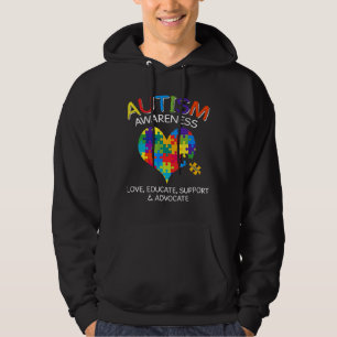 Autism Awareness Month Love Heart Puzzle Piece Wom Hoodie