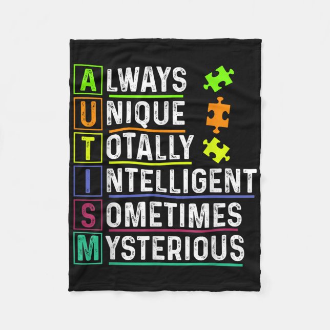 Autism Awareness Month Neurodiversity Autistic Wom Fleece Blanket (Front)