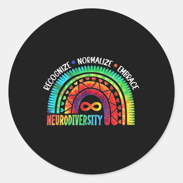 Autism Awareness Month Neurodiversity Rainbow Tie  Classic Round Sticker (Front)