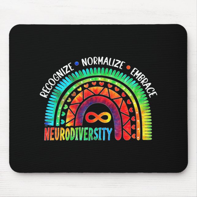 Autism Awareness Month Neurodiversity Rainbow Tie  Mouse Mat (Front)