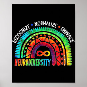 Autism Awareness Month Neurodiversity Rainbow Tie  Poster