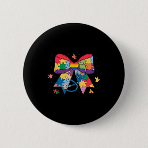 Autism awareness month nurse coquette bow 6 cm round badge