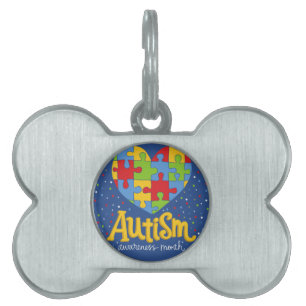 autism awareness month pet name tag