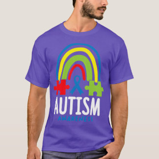 Autism Awareness Month Rainbow Puzzle Pieces T-Shirt