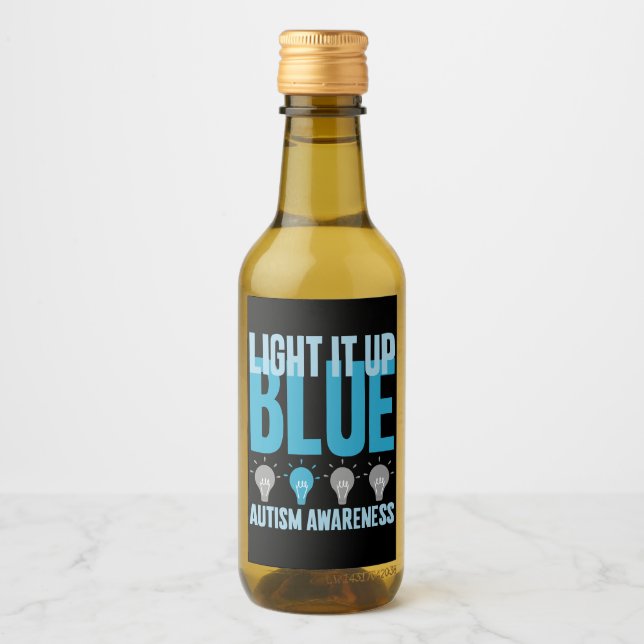 Autism Awareness Month Support Light It Up Blue Wine Label (Front)