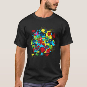 Autism Awareness Month Support Puzzle Piece Waterc T-Shirt
