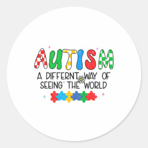Autism Awareness Month Support Seeing The World Di Classic Round Sticker