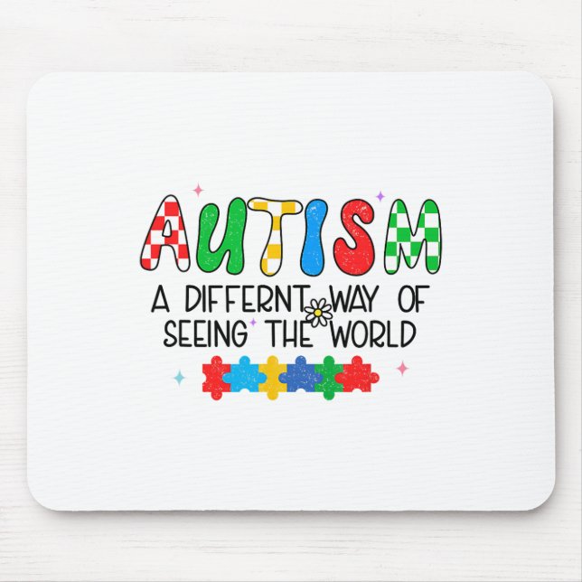 Autism Awareness Month Support Seeing The World Di Mouse Mat (Front)