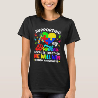 Autism Awareness Month Supporting My Brother Puzzl T-Shirt