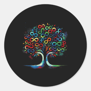 Autism Awareness Month Symbol Infinity Tree Waterc Classic Round Sticker