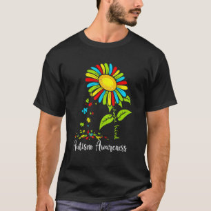 Autism Awareness Month Women Sunflower Mum Funny T-Shirt