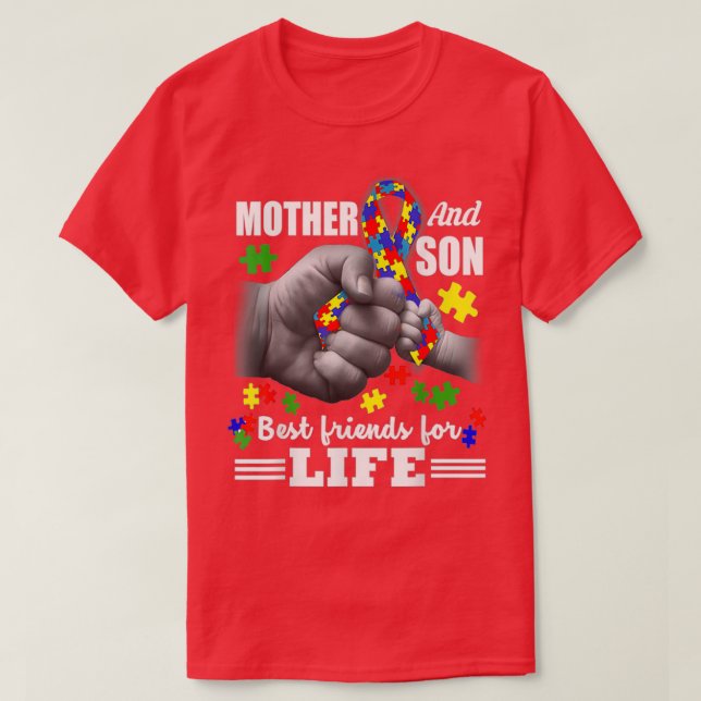 Autism Awareness Mother And Son Best Friend For Li T-Shirt (Design Front)