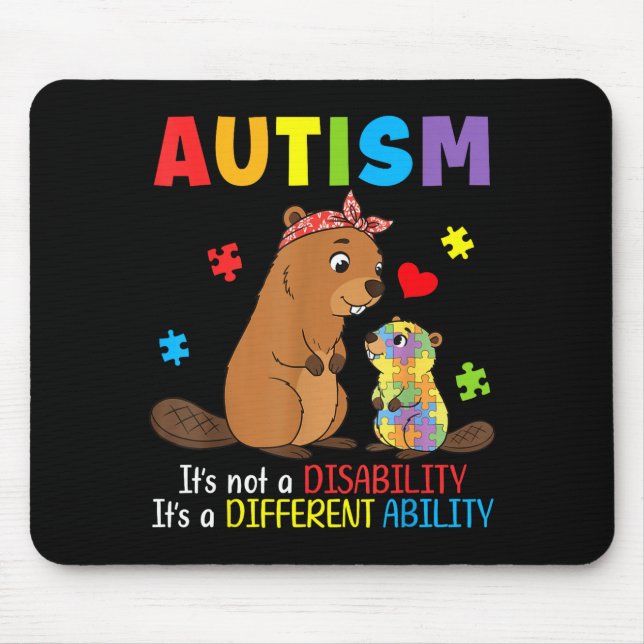 Autism Awareness Mother Beaver Different Ability S Mouse Mat (Front)
