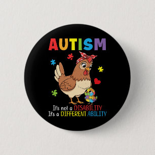 Autism Awareness Mother Chicken Different Ability  6 Cm Round Badge