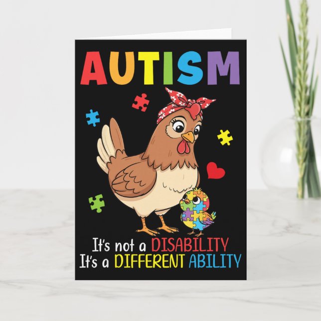 Autism Awareness Mother Chicken Different Ability  Card (Front)