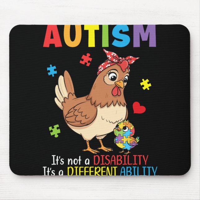 Autism Awareness Mother Chicken Different Ability  Mouse Mat (Front)