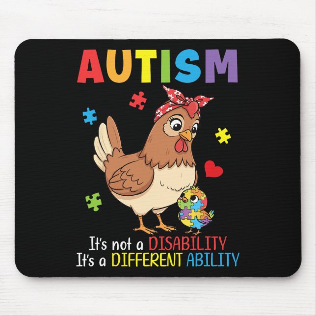 Autism Awareness Mother Chicken Different Ability  Mouse Mat (Front)