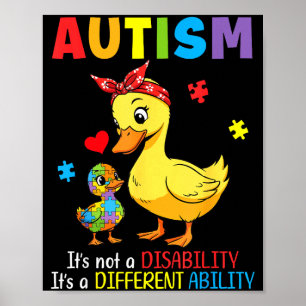 Autism Awareness Mother Duck Different Ability Puz Poster
