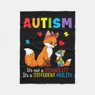 Autism Awareness Mother Fox Different Ability Puzz Fleece Blanket