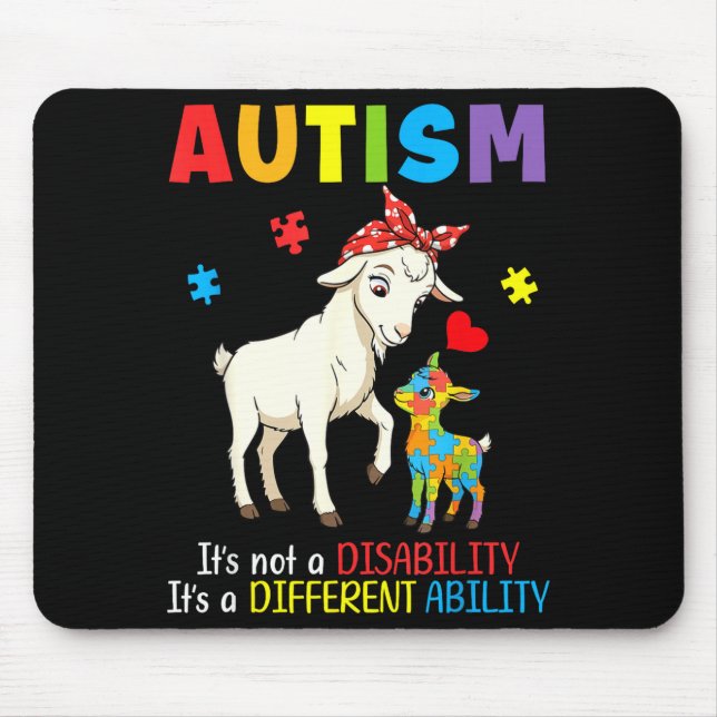 Autism Awareness Mother Goat Different Ability Puz Mouse Mat (Front)