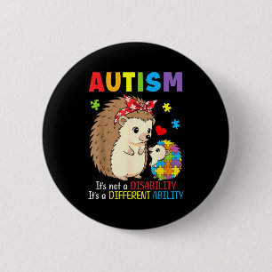 Autism Awareness Mother Hedgehog Different Ability 6 Cm Round Badge