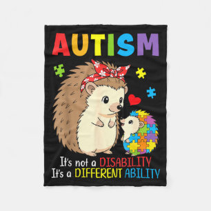 Autism Awareness Mother Hedgehog Different Ability Fleece Blanket