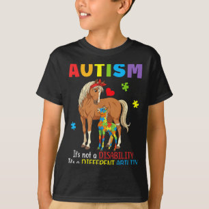 Autism Awareness Mother Horse Different Ability Pu T-Shirt