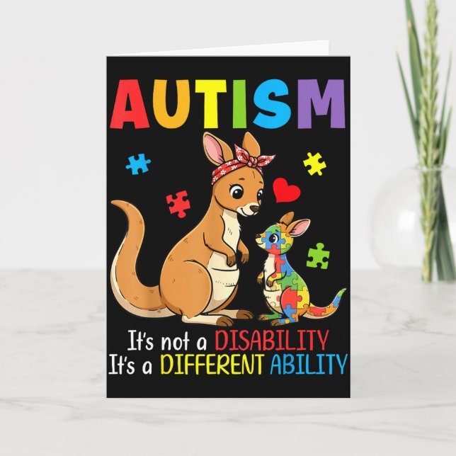 Autism Awareness Mother Kangaroo Different Ability Card (Front)