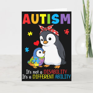 Autism Awareness Mother Penguin Different Ability Card